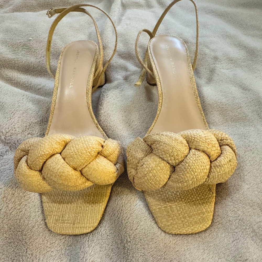 Loeffler Randall Tan Braided ankle strap Sandals